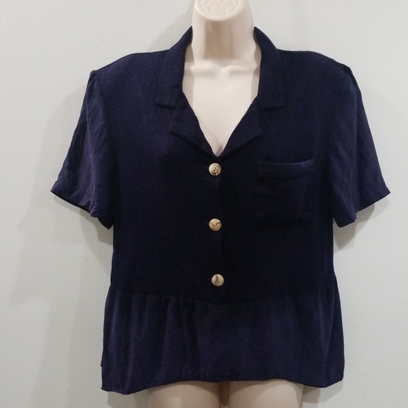 K studio women's dark blue blouse - Picture 1 of 8